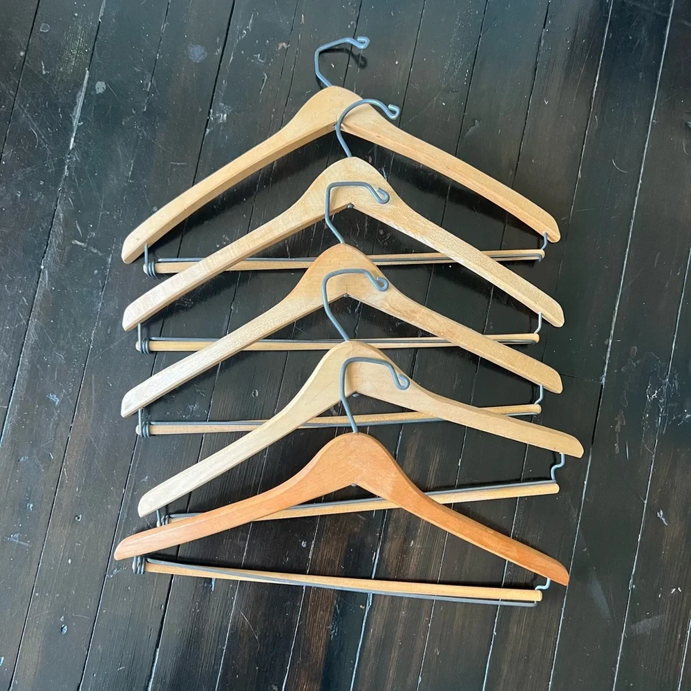 Set of 5 Vintage Wood Hangers 1960’s Wood Hangers